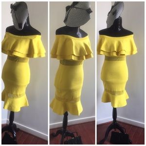 Yellow Ruffle Peekaboo Dress